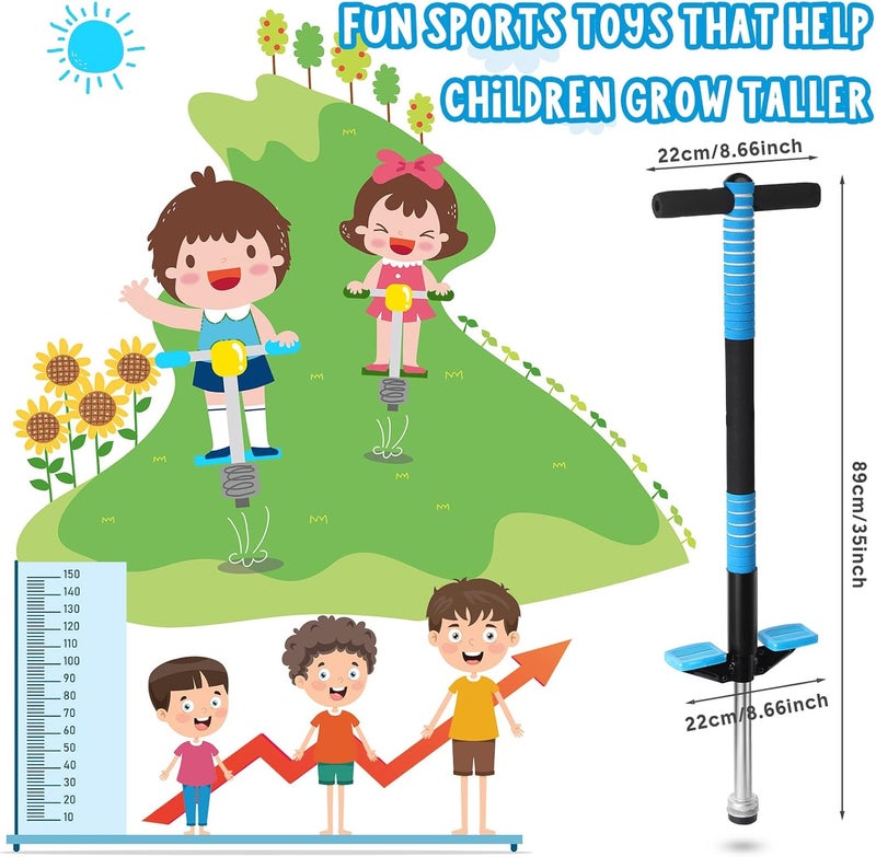 Leitee 2 Pack Pogo Stick for Kids Age 6 and Up, Suitable for 40-80 lbs, Soft Foam Jump Stick, Pogo Stick for Beginners Kids Exercise Body Balance Keep Healthy (Green and Blue) - Image 2